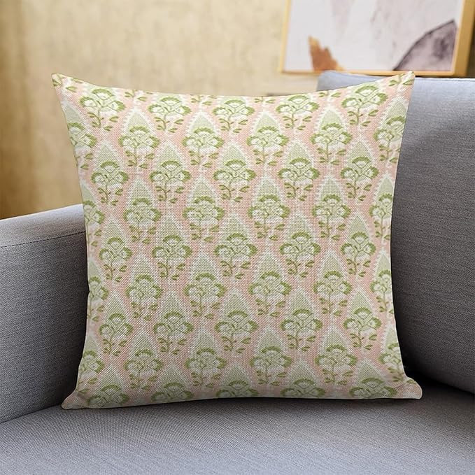 POMOTER Green Pink Check Throw Pillow Cover,Traditional Checkered Decorative Pillow Cases Cotton ... | Amazon (US)