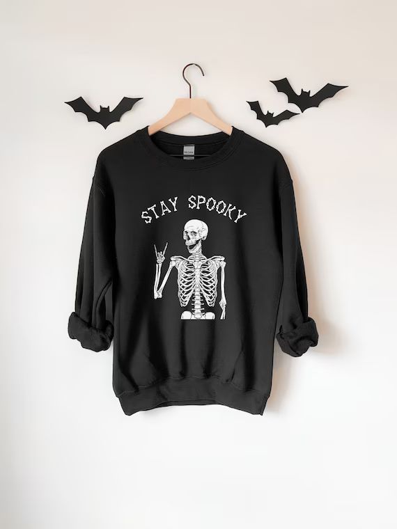 Spooky Sweatshirt, Stay Spooky Sweatshirt, Skeleton Sweatshirt, Halloween Sweatshirt, Womens Hall... | Etsy (US)