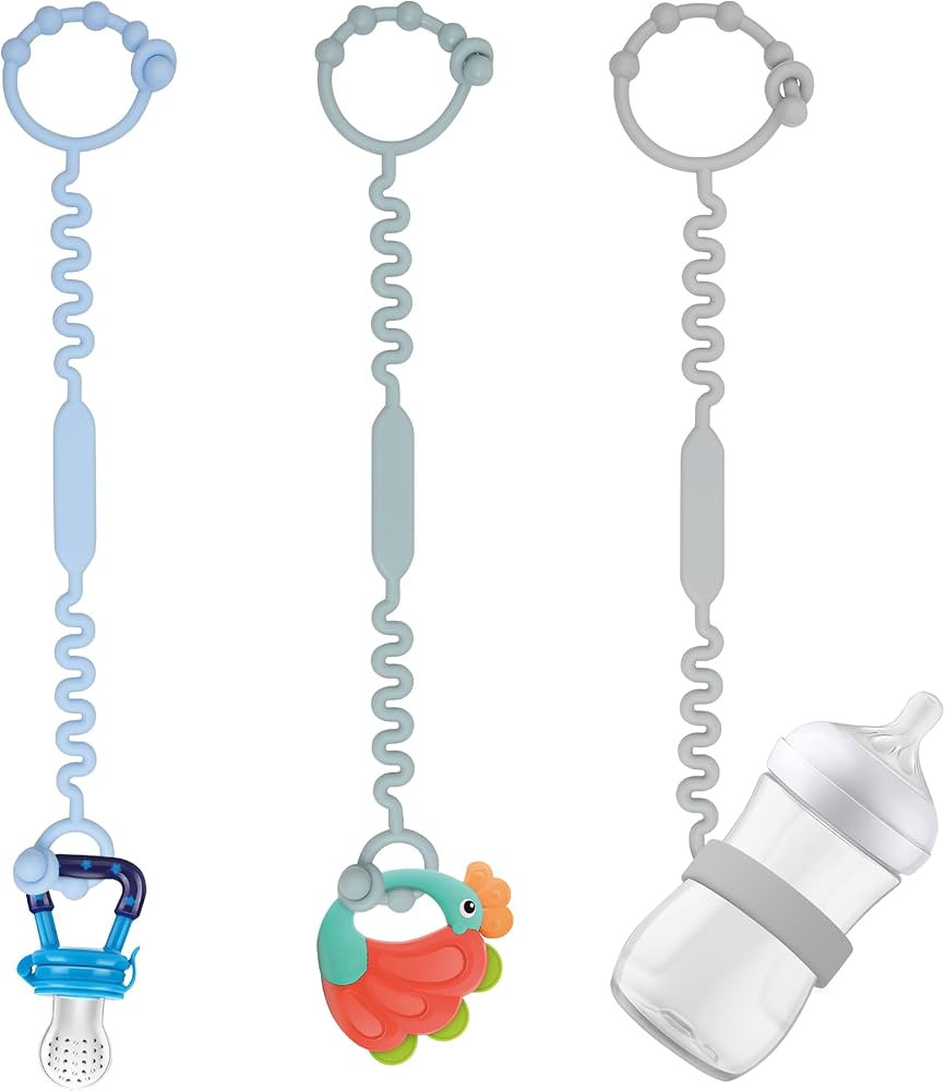 Toy Straps, Pacifier Holder Clip with Self-Adjusting Bayonet, Pure Silicone Material Without BPA;... | Amazon (US)