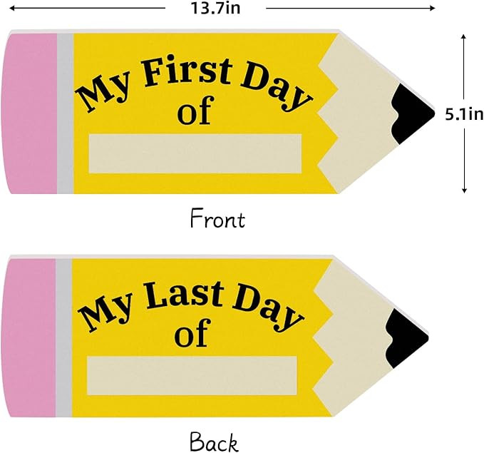 First Day of School Board - Double-Sided Printing Pencil First and Last Day of School Sign - 1st ... | Amazon (US)