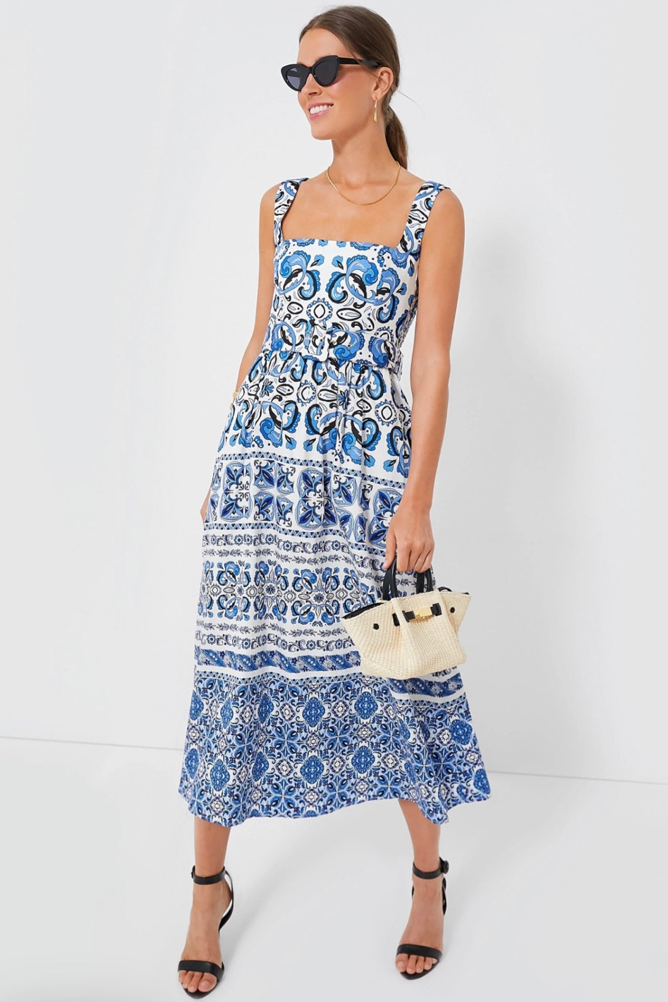 blue and white italian dress Solene Dress