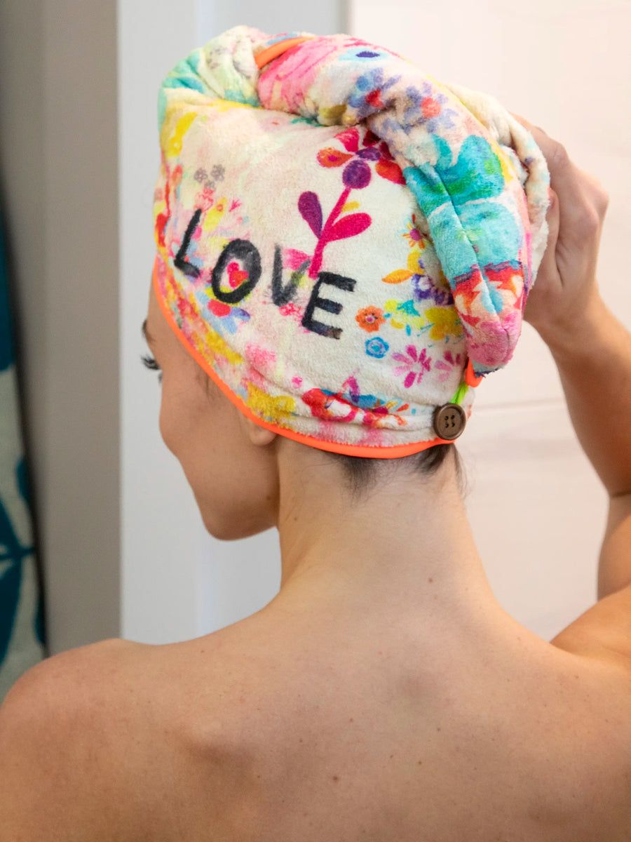 Microfiber Hair Towel Wrap - Life is a Canvas Love | Natural Life
