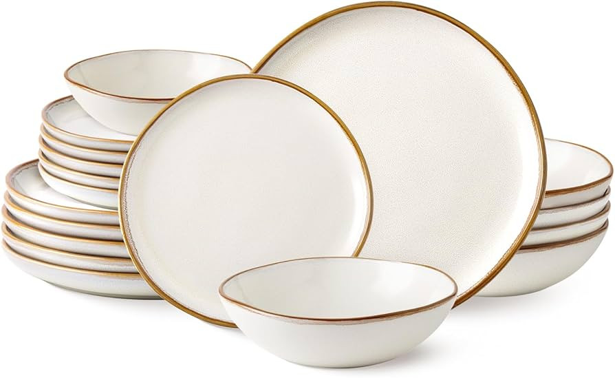 AmorArc Ceramic Dinnerware Sets,Handmade Reactive Glaze Plates and Bowls Sets,Highly Chip and Cra... | Amazon (US)