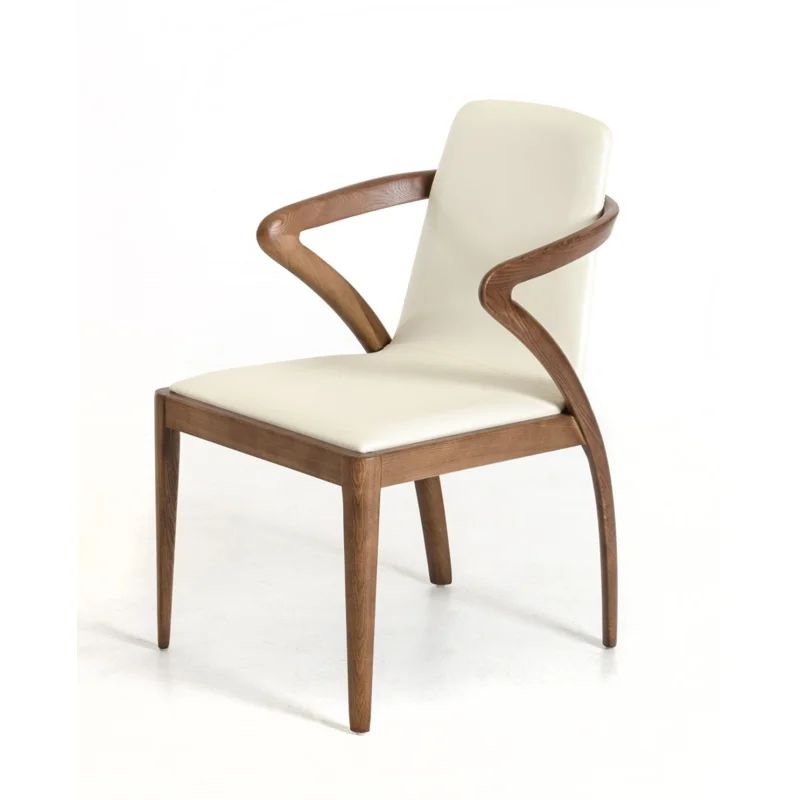 Godfrey Solid Wood Upholstered Arm Chair in Cream | Wayfair North America