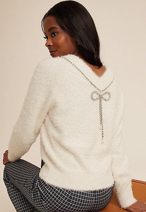 Rhinestone Bow Embellished Sweater | Maurices