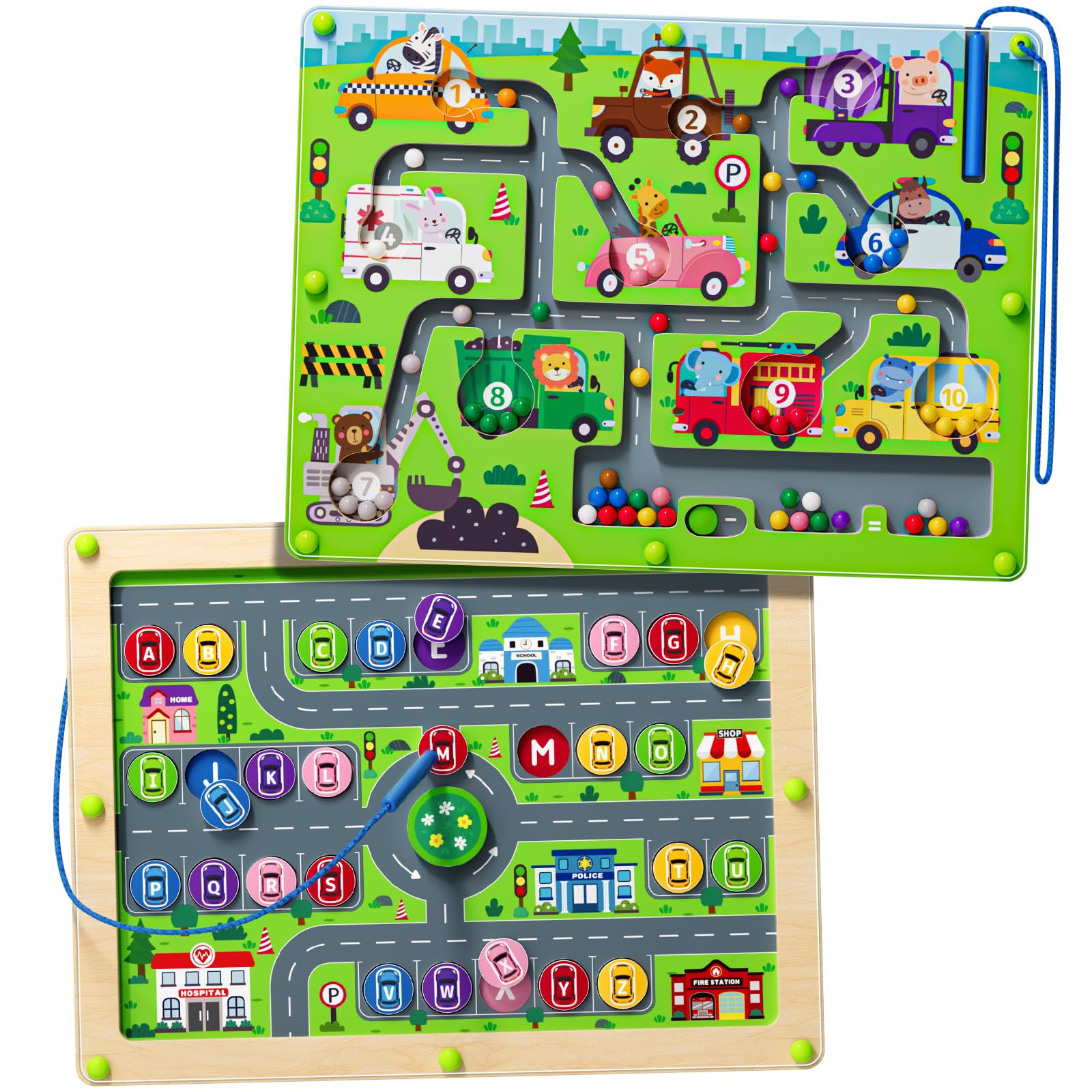 Magnetic Maze 2 in 1 Double Side Color and Number Maze Alphabet Puzzle Board for 3-5 Boys and Gir... | Amazon (US)