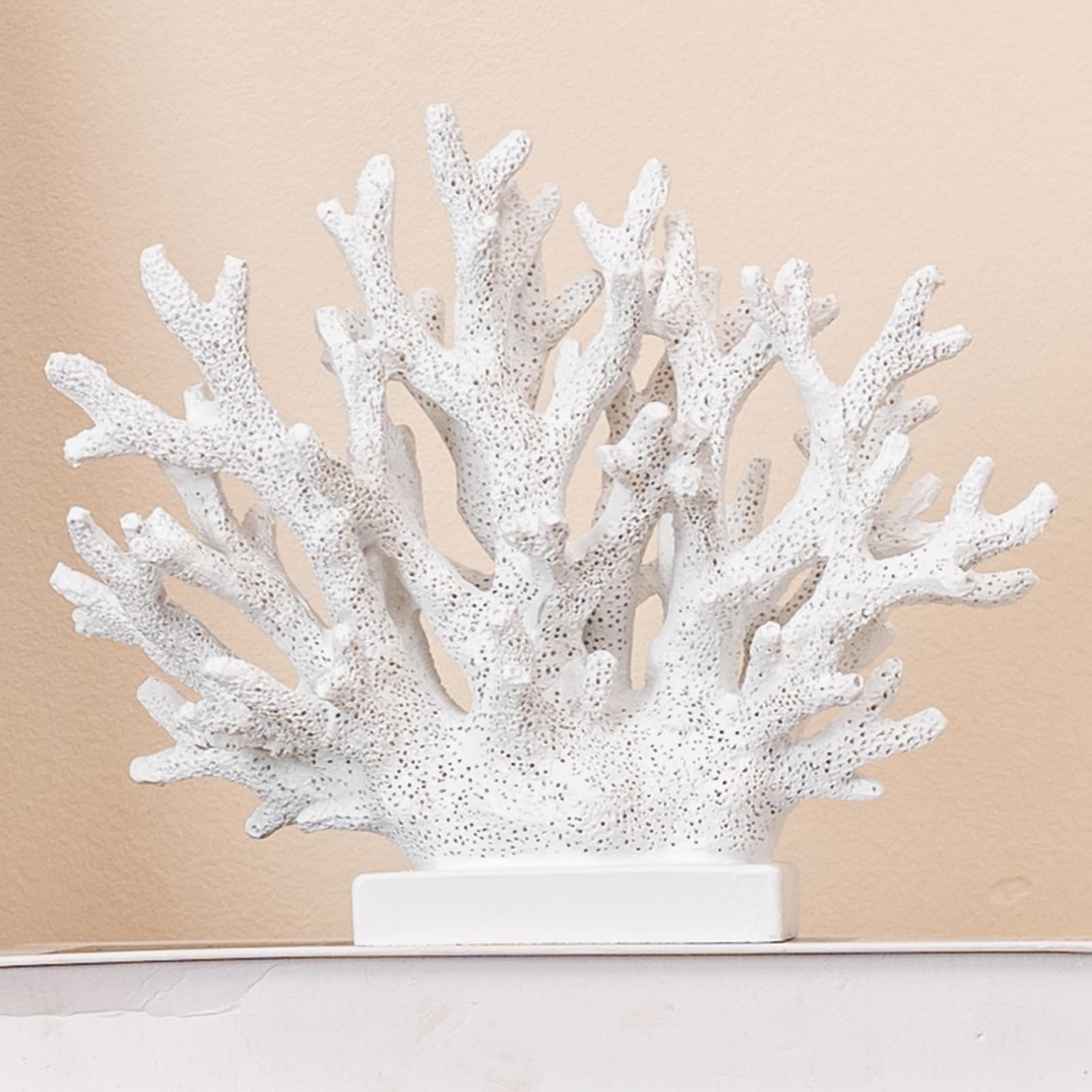 5.8" H White Coral Decor, Resin Coral Statue, Nautical Decorations for Home, Bedroom, Bathroom, L... | Amazon (US)