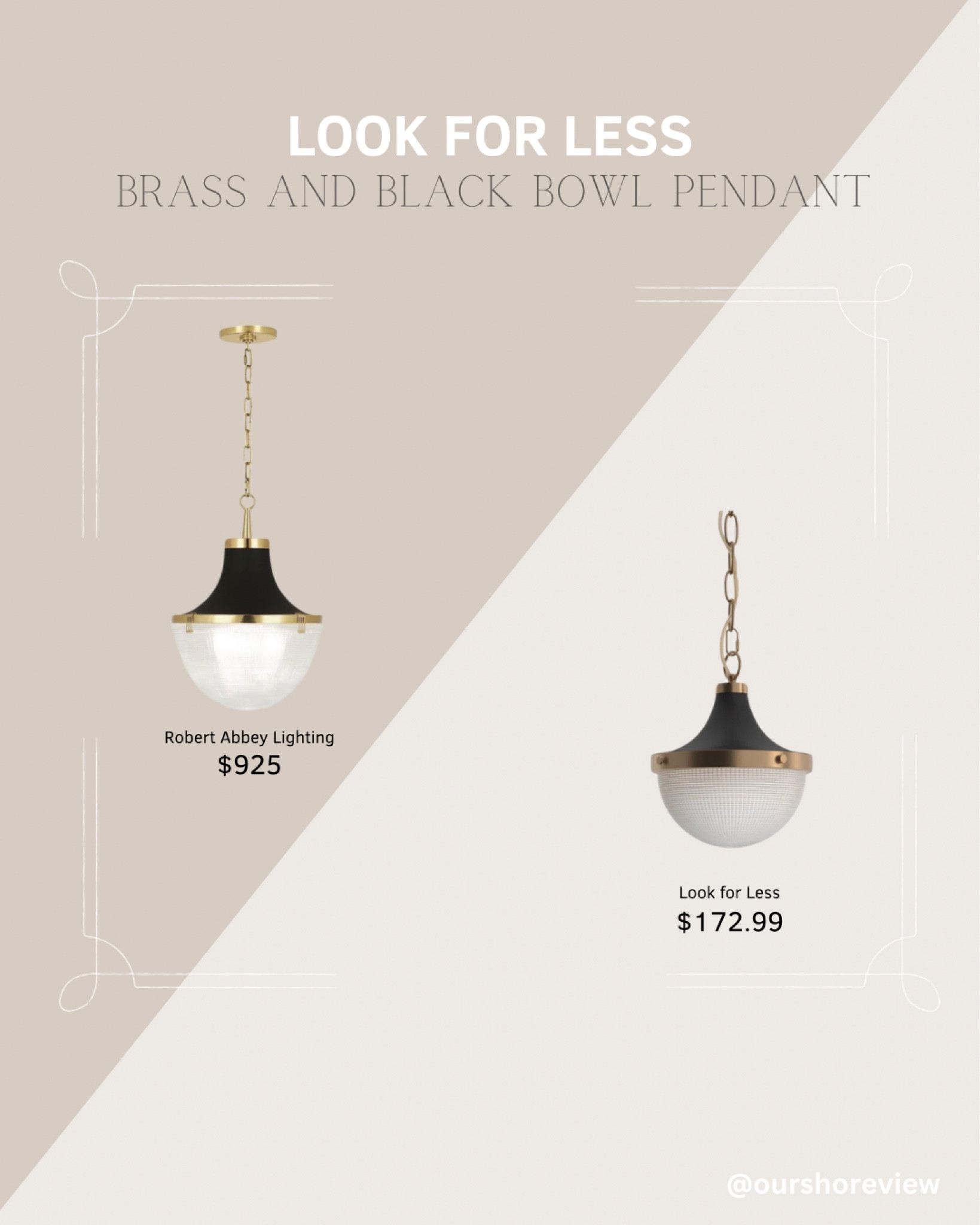 Look for less designer lighting, look for less pendant light, lighting dupe, Robert Abbey lighting look for less, black and brass pendant light, bowl pendant light fixture, kitchen island lighting, hallway lighting, entryway lighting 

#LTKHome #LTKStyleTip #LTKSaleAlert