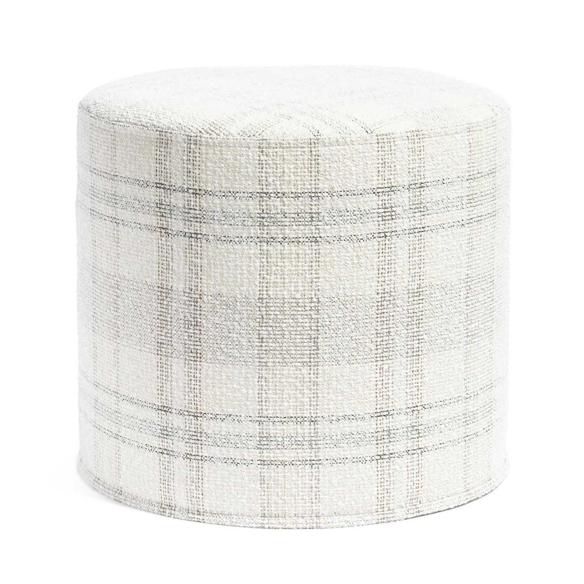 Hugo 18x16 Round Ottoman, Salt & Pepper | Tonic Living