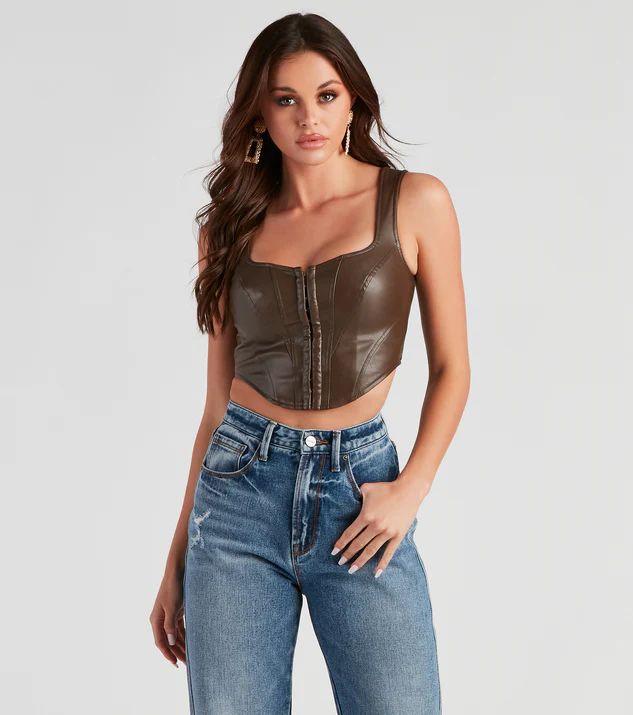 The Hook Up Faux Leather Corset Top | Windsor Stores