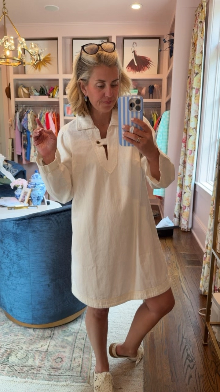 The Old Navy dress that we literally wear year round is less than $25!! It’s an ivory denim and it’s really good! 

Dress - small (sized up for length)
Sneaker - 8
*Use my Loopy code mixandmatchmadness 

#LTKOver40 #LTKSeasonal #LTKSaleAlert