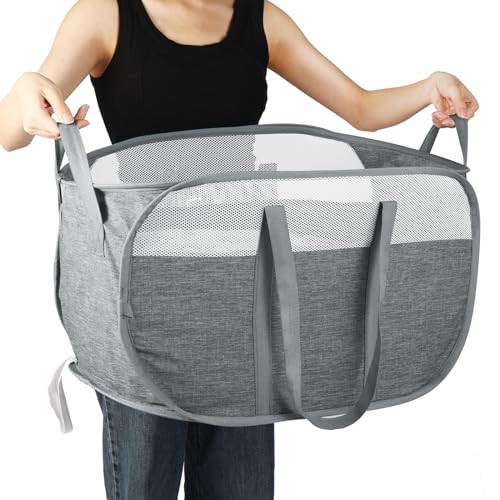 Collapsible Laundry Baskets, Tear Proof Pop Up Laundry Hamper with Dual Handles, Durable Foldable... | Amazon (US)