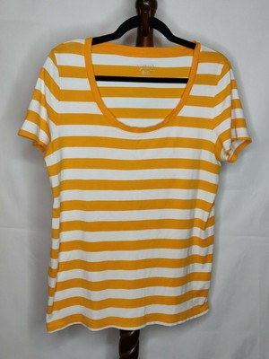 Merona women's size XXL t-shirt yellow & white stripe scoop neck short sleeves | eBay US