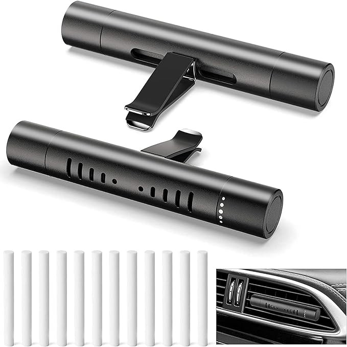 2 Packs Custom Car Air Fresheners Diffuser vent clips for Cylindrical Essential Oil with 12 Refil... | Amazon (US)