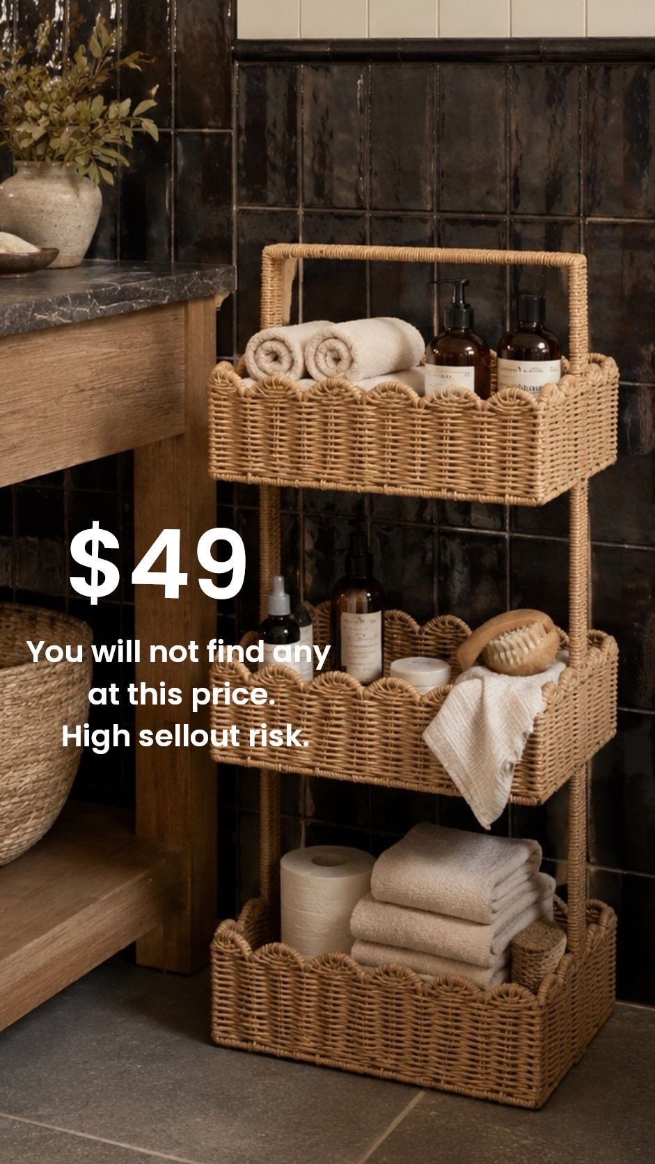 Run! you do not see these at $49 most of them sell for $100-$200 pretty bathroom storage scalloped rattan tiered bathroom storage

#LTKSaleAlert #LTKHome