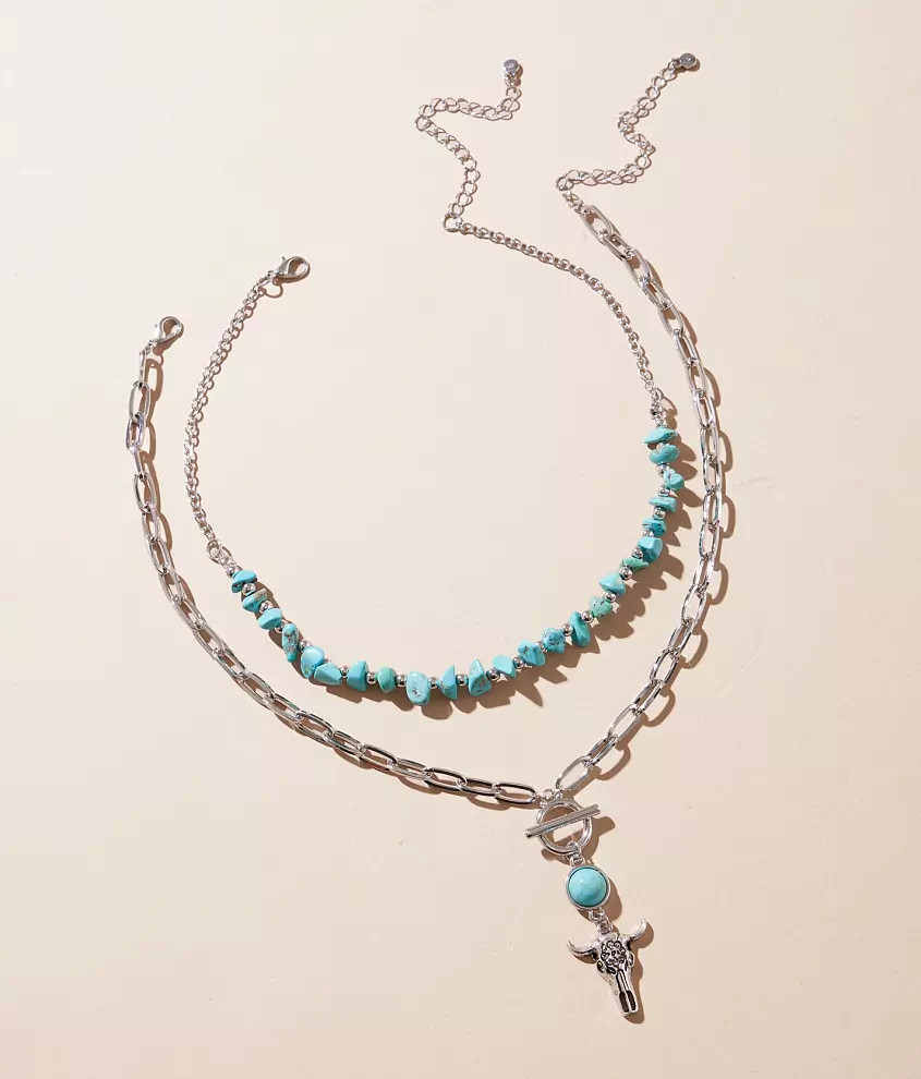 2 Pack Western Steer Necklace Set | Buckle