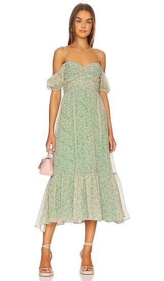Fauna Midi Dress in Green Floral | Revolve Clothing (Global)