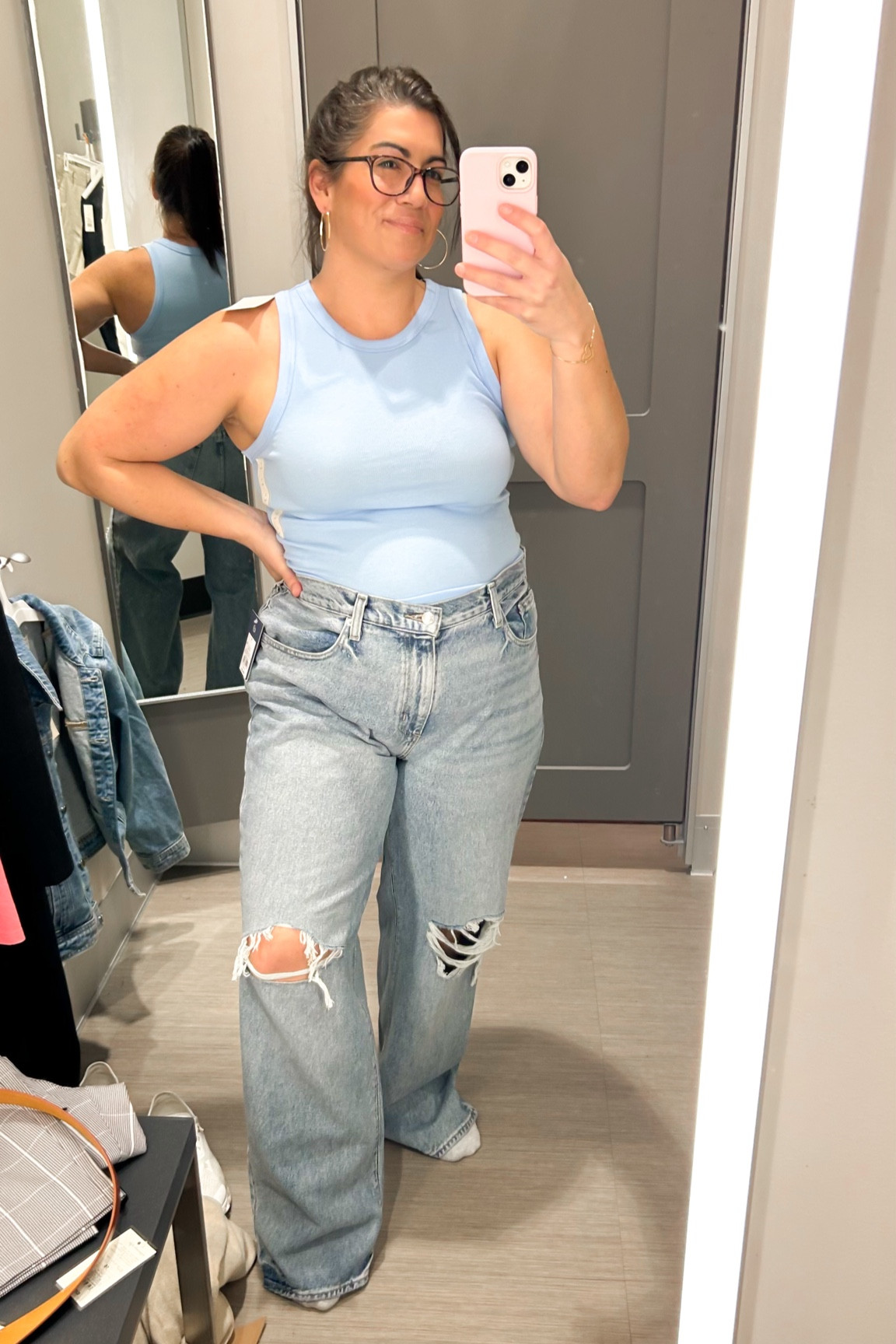 Target circle deal! 90s baggy jeans are 🔥 I’m in a 14 r - size down if you want a tighter fit and I’d recommend short length if you are 5’3.5 or shorter. Top the is perfect staple tank! I’m in a  large. TTS 
Midsize target try on
Spring target finds
90s baggy jeans 
Universal standard 
A new Day 
Women’s spring fashion 
Casual style

#LTKmidsize #LTKover40 #LTKxTarget