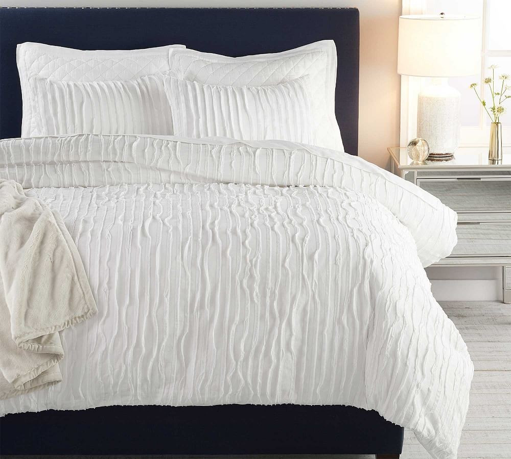 White Camille Cotton Duvet Cover, King/Cal. King | Pottery Barn (US)
