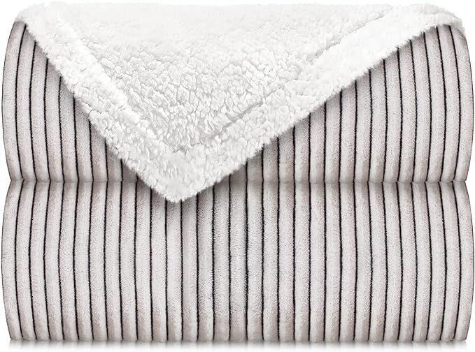 Sherpa Blanket Fleece Throw – 50x60, Black and White – Soft, Plush, Fluffy, Warm, Cozy, Thick... | Amazon (US)