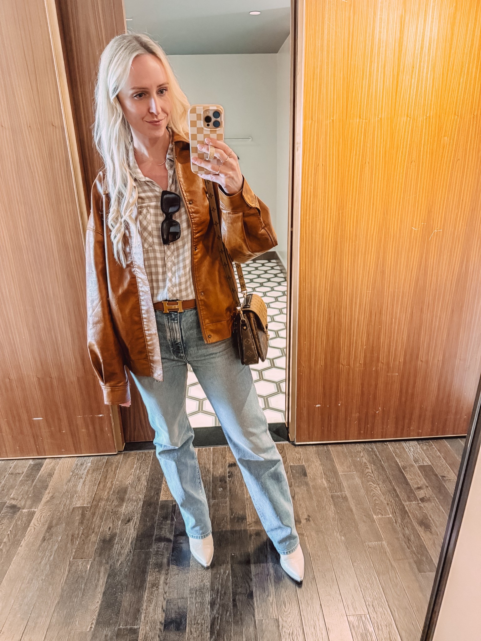 Cool weather outfit 
Faux Leather jacket 
Luxury 

#LTKSeasonal #LTKgrwm #LTKootd