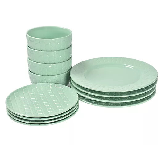 Temp-tations Carved Willow 12-Piece Essential Dinnerware Set | QVC
