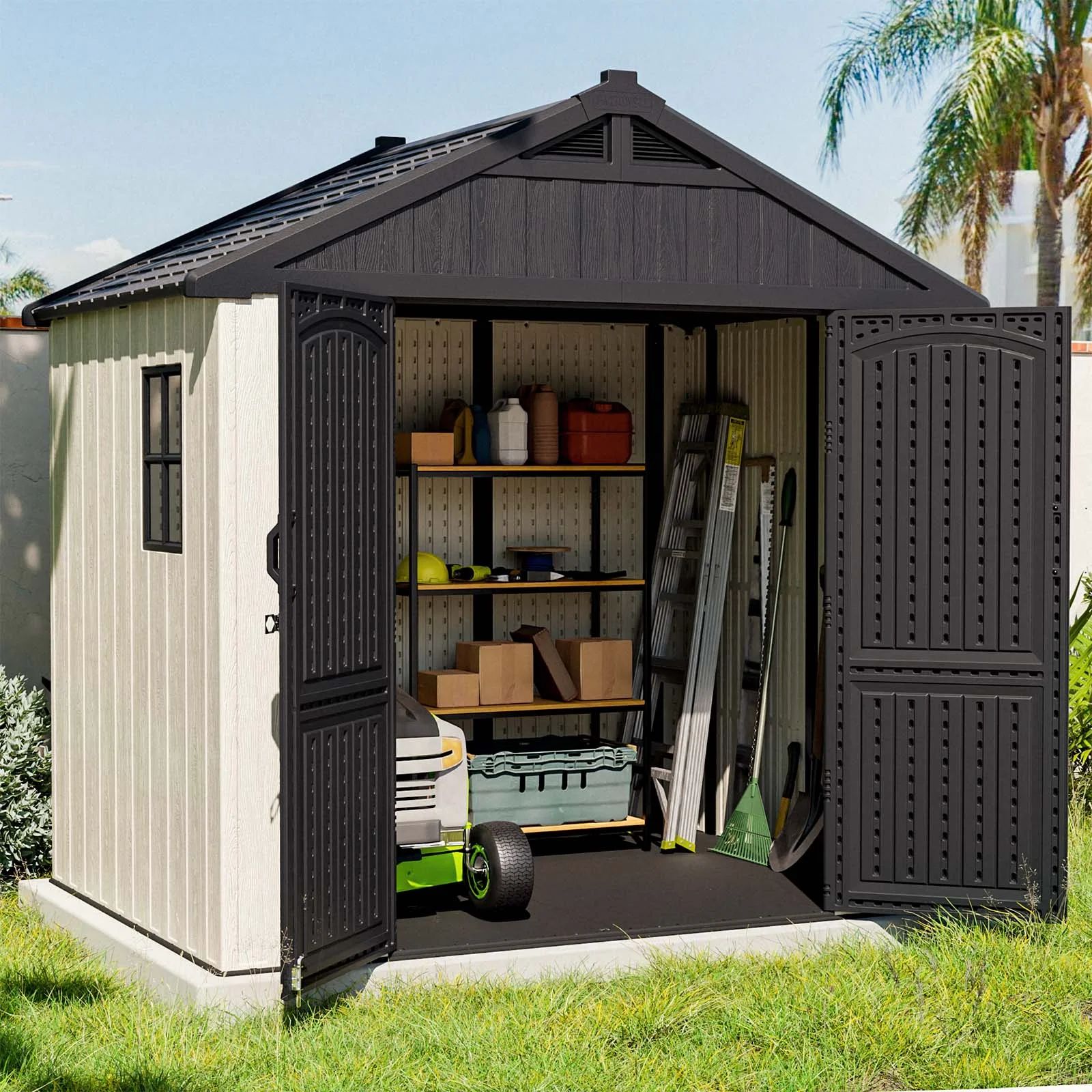 Patiowell 8' x 6' Plastic Shed for Outdoor Storage, Resin Shed with Window and Lockable Door for ... | Walmart (US)