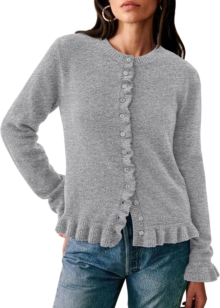 PRETTYGARDEN Womens Ruffle Button Down Cardigan Sweaters | Amazon (US)