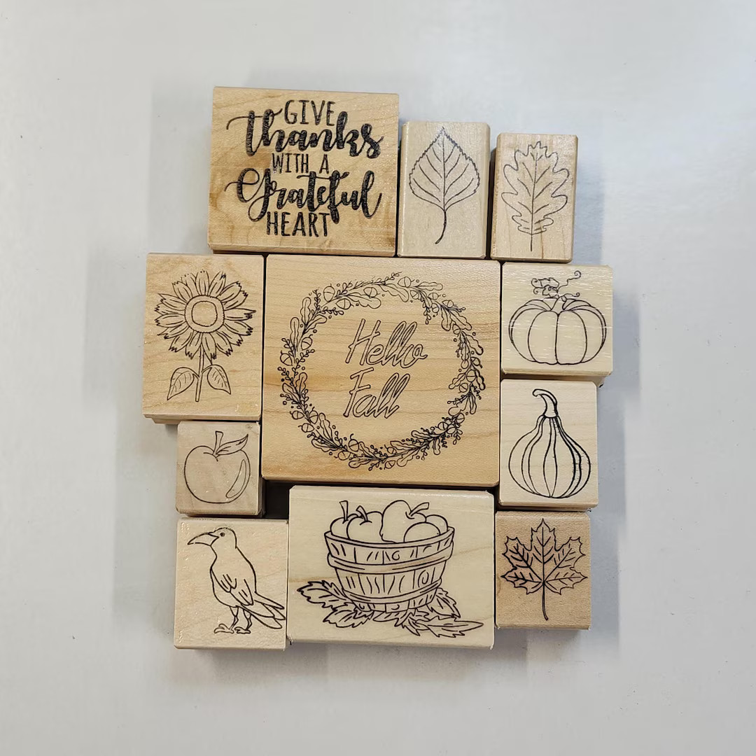 Fall Themed Rubber Stamp Set - Etsy | Etsy (US)