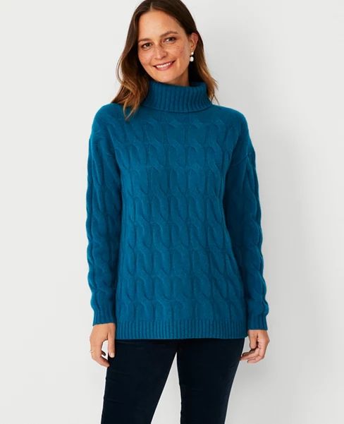 Cashmere Cable Tunic Sweater | Ann Taylor (US)