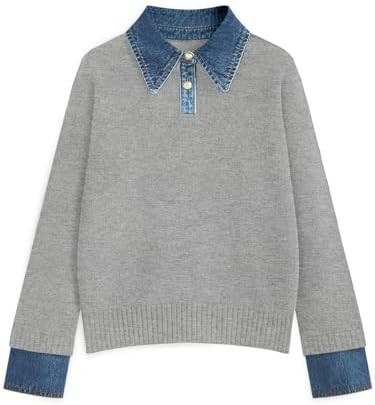 Womens Oversized Sweater Cozy Chunky Long Sleeve Mock Turtleneck V Neck Button Down Denim Polo Pu... | Amazon (US)