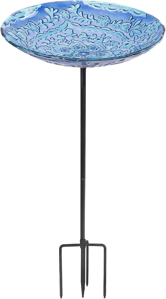 MUMTOP Bird Baths for Outdoors, Glass Birdbath Birdfeeder Bowl with Metal Stake for Outside Garde... | Amazon (US)