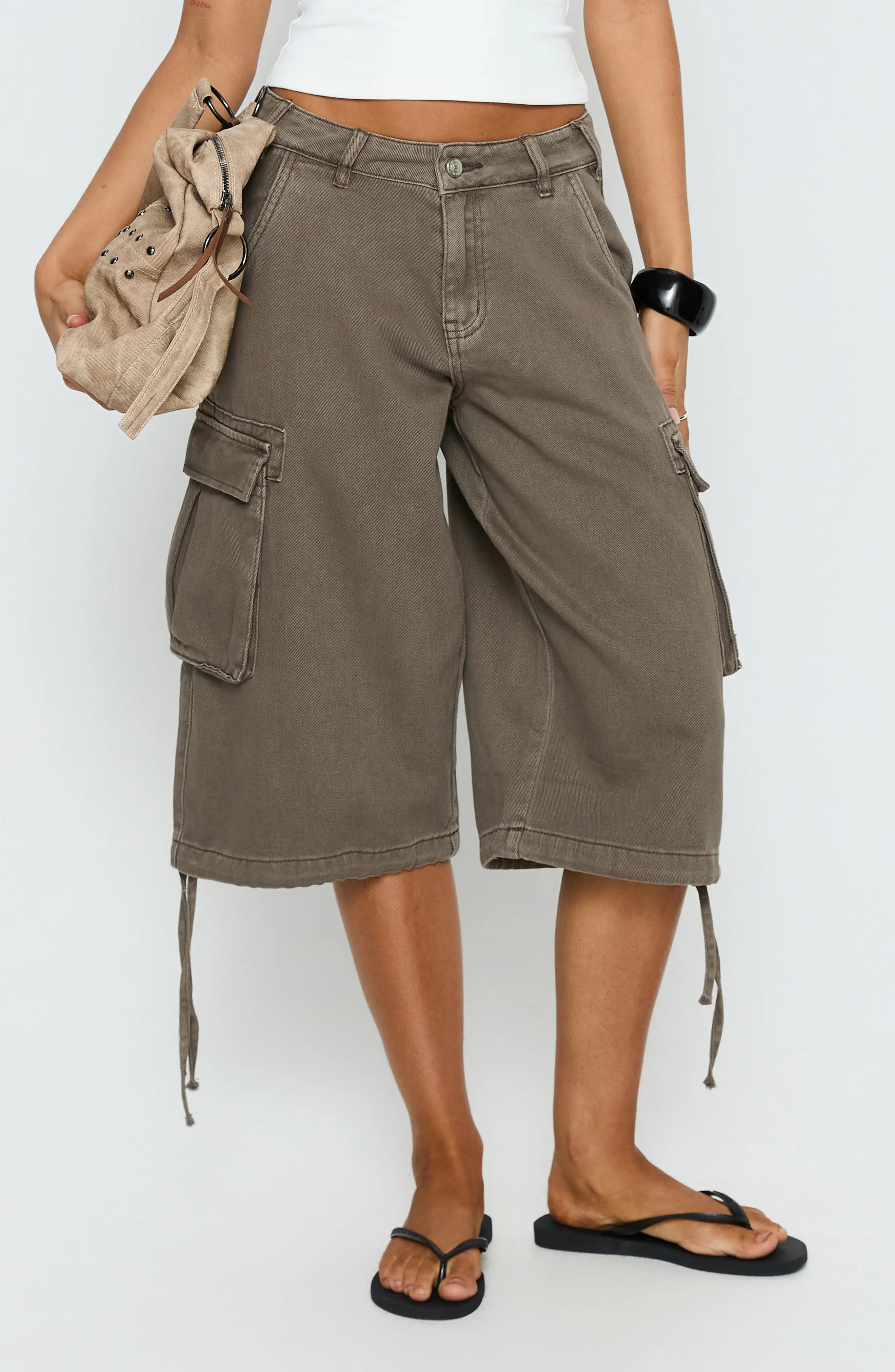 Princess Polly Hudsen Low Rise Longline Denim Cargo Shorts (Women) | Nordstrom | Nordstrom
