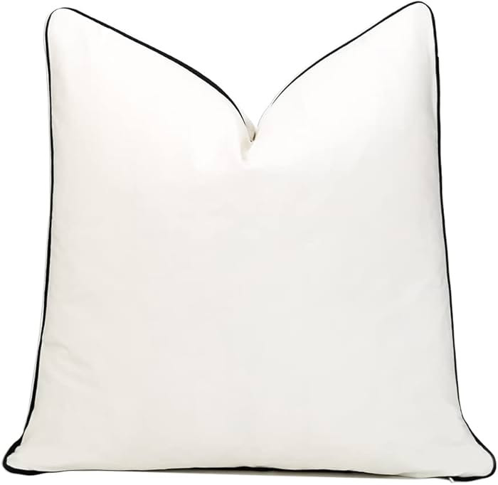 THE-TINOART 22x22inches Square Solid White Black Velvet Throw Pillow Covers Soft Decorative Cushi... | Amazon (US)