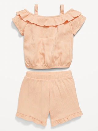 Off-The-Shoulder Ruffled Top and Shorts Set for Toddler Girls | Old Navy (US)