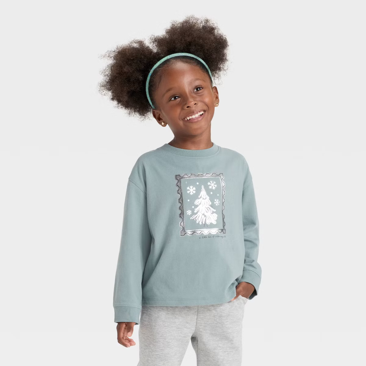 Toddler Girls' Long Sleeve Relaxed T-Shirt - Cat & Jack™ Blue | Target
