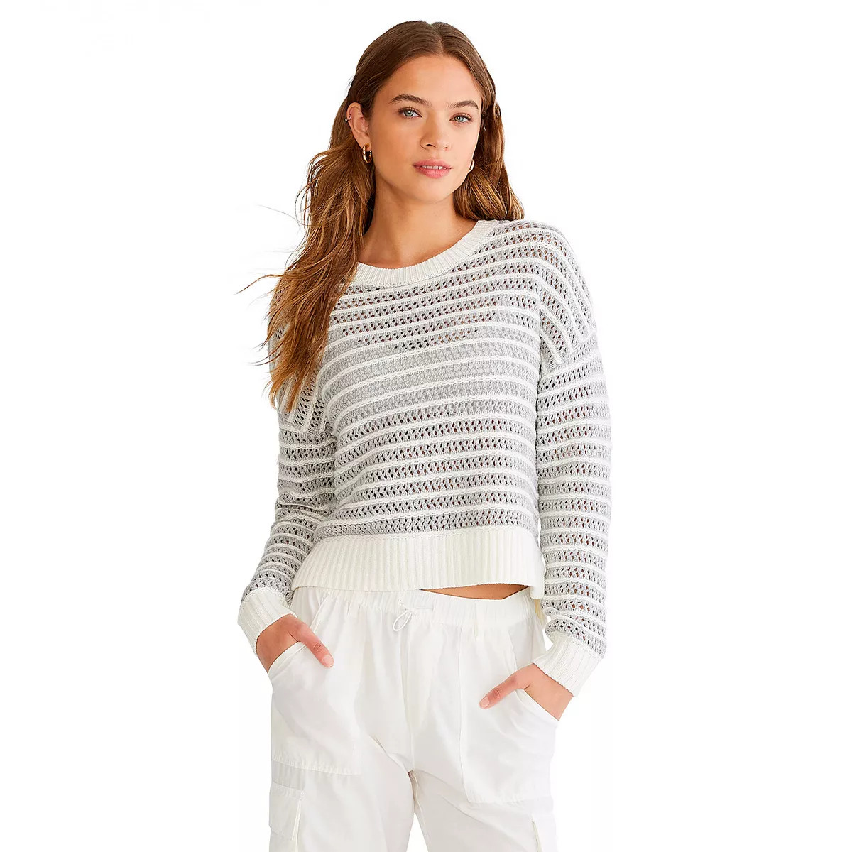 Juniors' Aeropostale Mesh Crewneck Sweater | Kohl's
