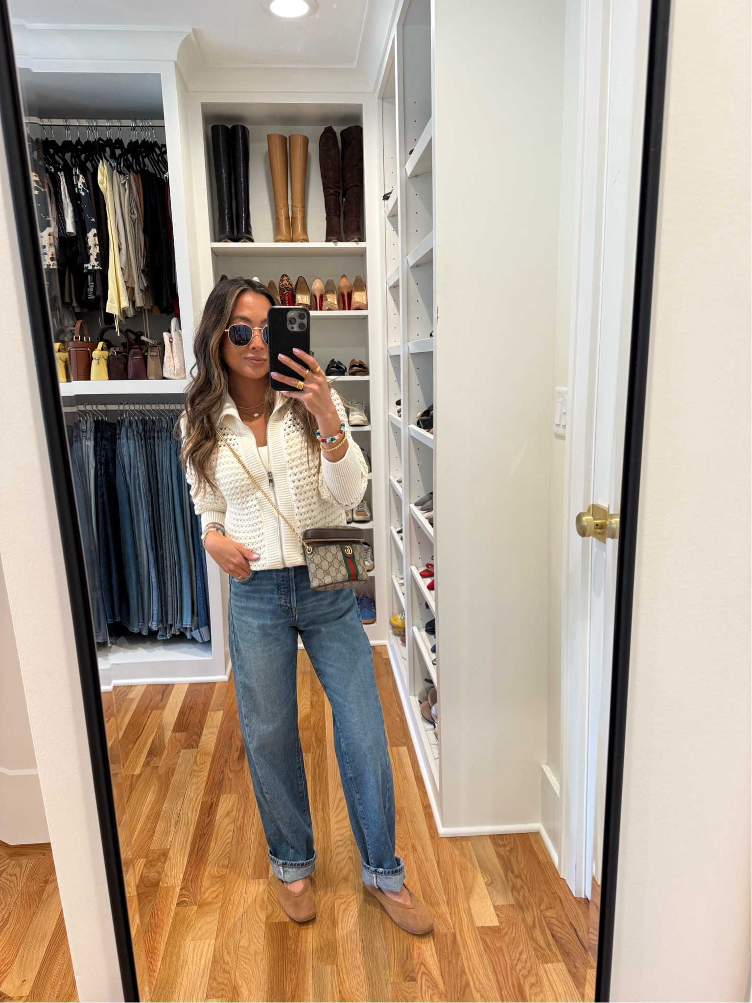 Loving this cool casual outfit for a day that’s cooler in AM but finally warm in the PM! My jeans are sadly sold out in 23P… but the standard length is still available in 23, and only a 27” inseam so could still be worn similarly! I got the mosby wash in the jeans. The tank is XS, sweater is XXS. Flats are size 6  

#LTKootd #LTKPetite #LTKOver40