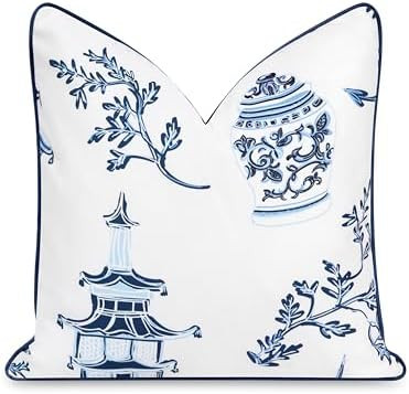 Hofdeco Premium Coastal Patio Indoor Outdoor Throw Pillow Cover Only, 20"x20" Water Repellent for... | Amazon (US)