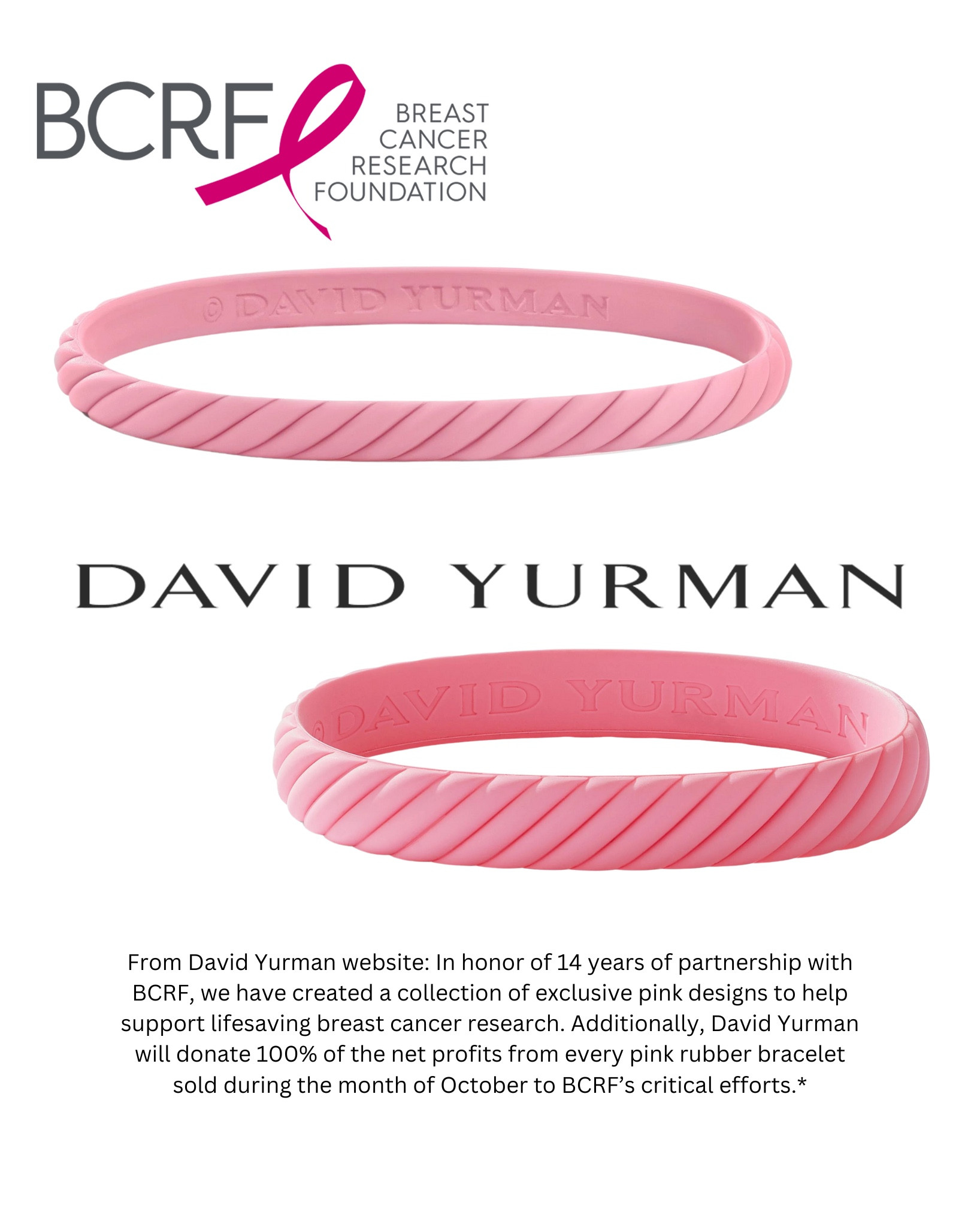 Breast cancer research foundation x David Yurman bracelets! Purchase in October and 100% of proceeds goes to BCRF!

#LTKunder50 #LTKfit