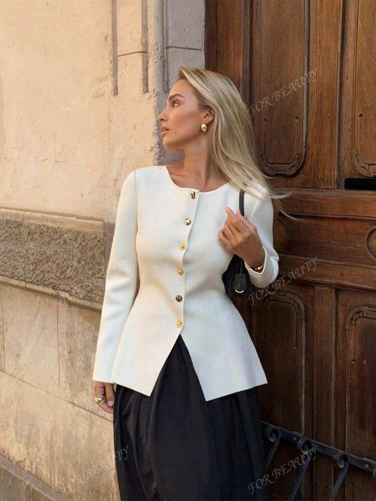 FOR BEAUTY Women's New Style Knitted Top For Spring, Autumn, And Winter, Casual And Minimalist St... | SHEIN