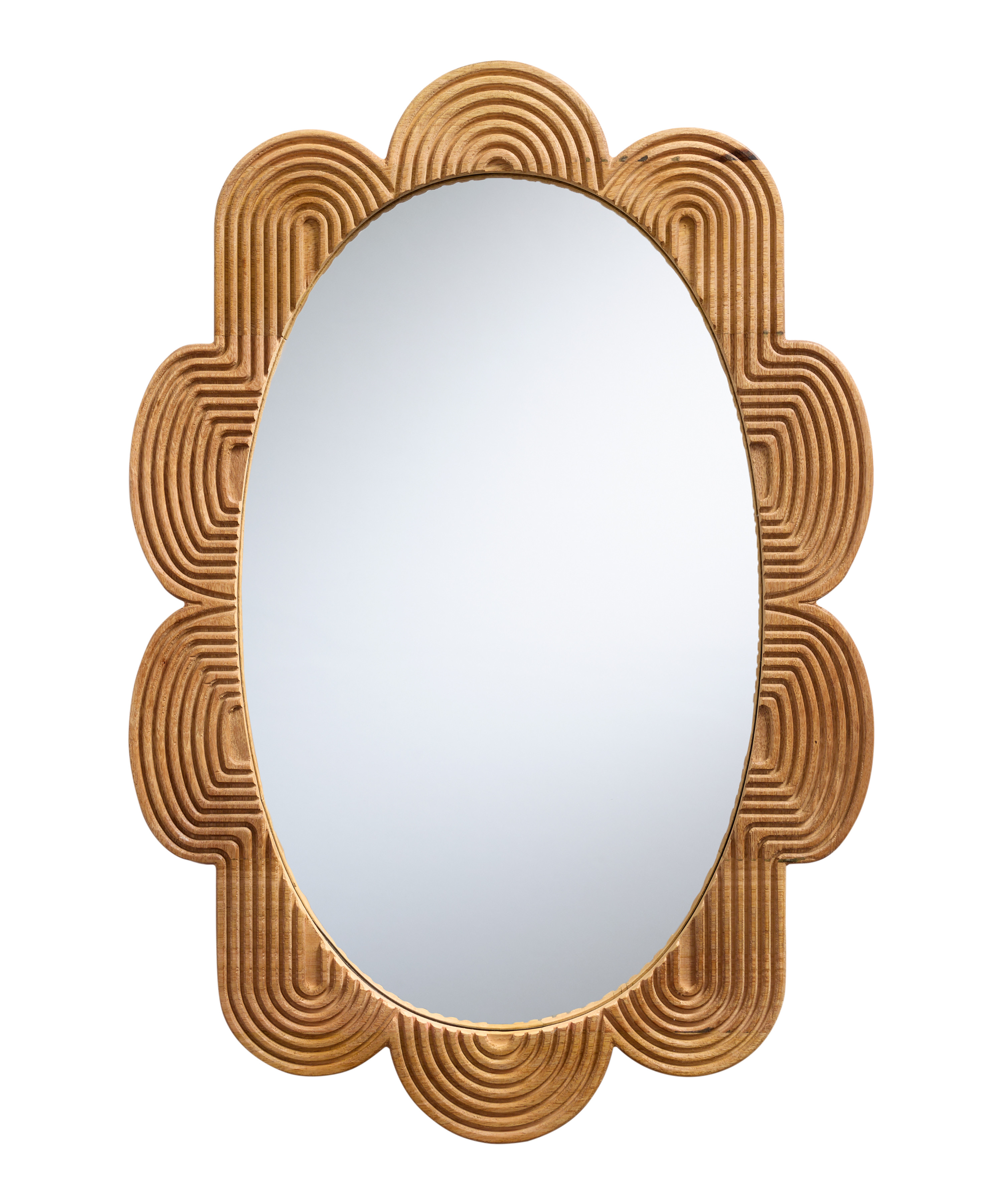 Oval Mango Wood Scalloped Wall Mirror | World Market