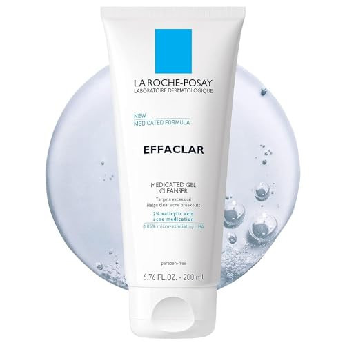 La Roche-Posay Effaclar Medicated Gel Cleanser, 2% Salicylic Acid Cleanser + LHA + Glycerin, Foaming Acne Face Wash, Helps Clear & Prevent Acne Breakouts, Oil Free, Targets Excess Oil | Amazon (US)