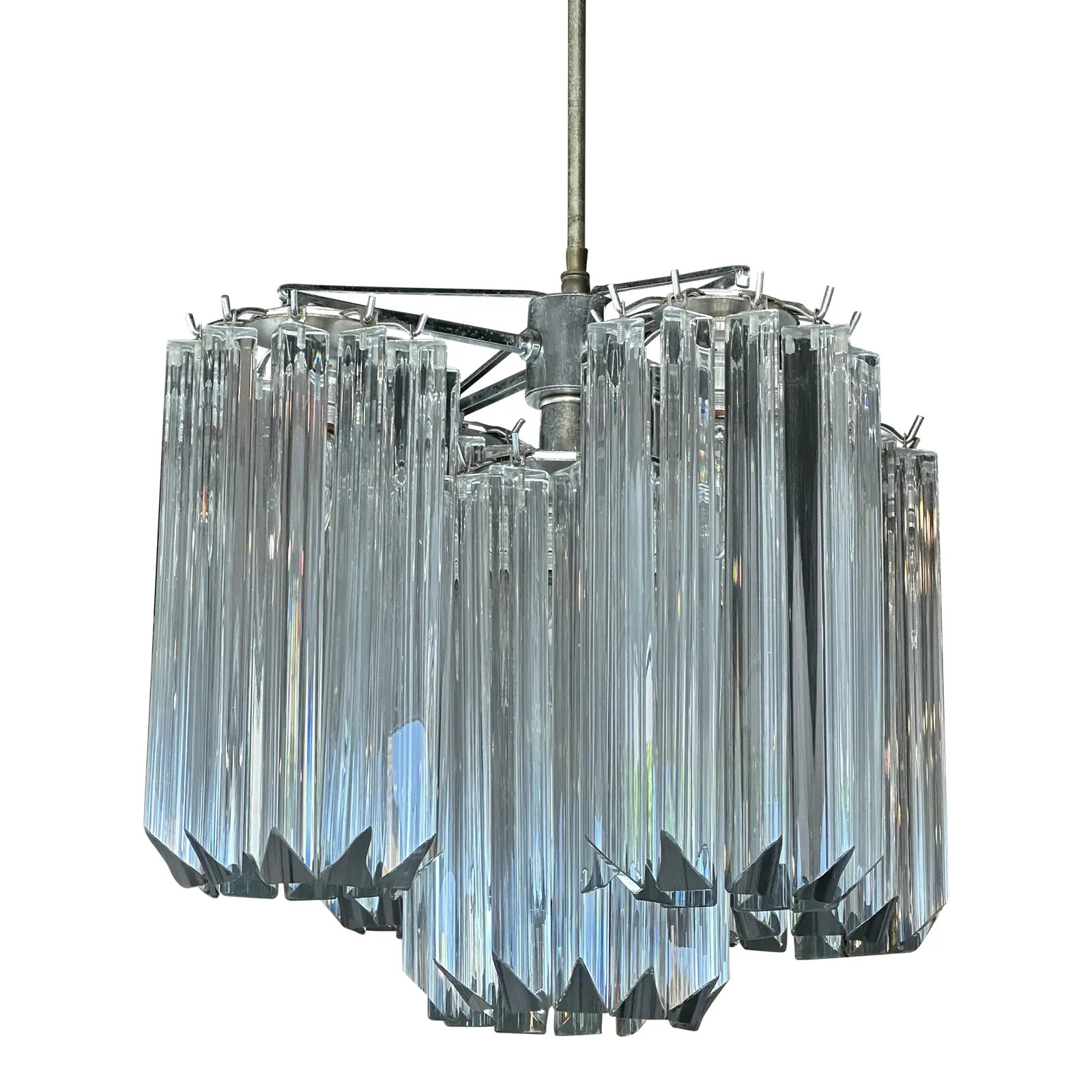 Vintage Italian Murano Camer Blown Glass 5 Lights Chrome Chandelier | Chairish