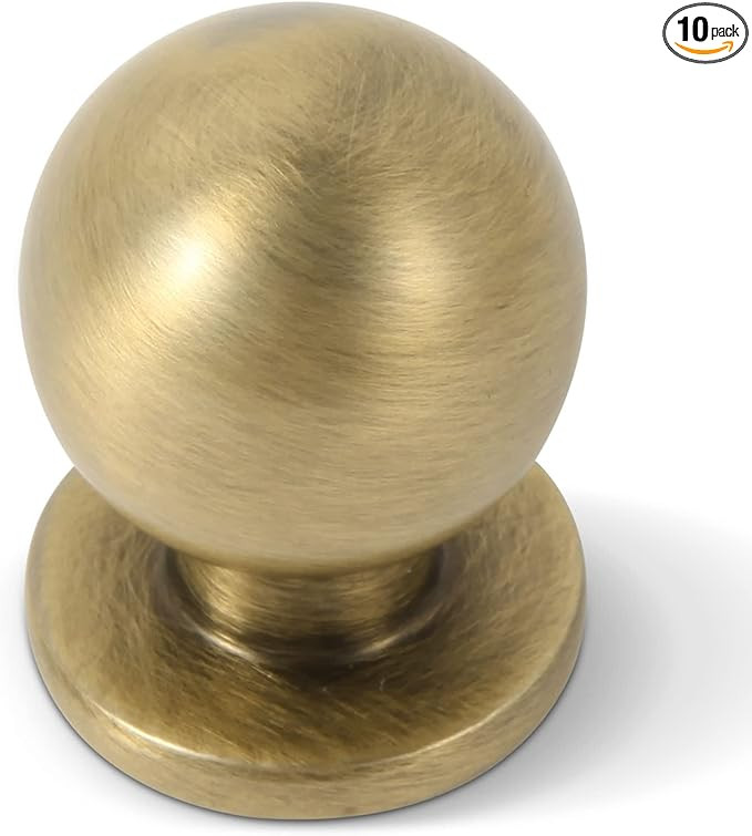 khtumeware 10 Pack 1 Inch (25mm) Diameter Round Solid Vintage Brushed Antique Brass Finish Kitche... | Amazon (US)