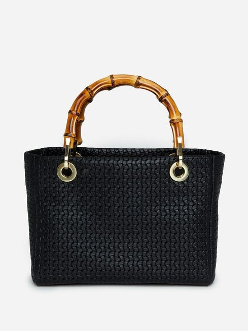 Cindy Woven Leather Top Handle Handbag | J.McLaughlin