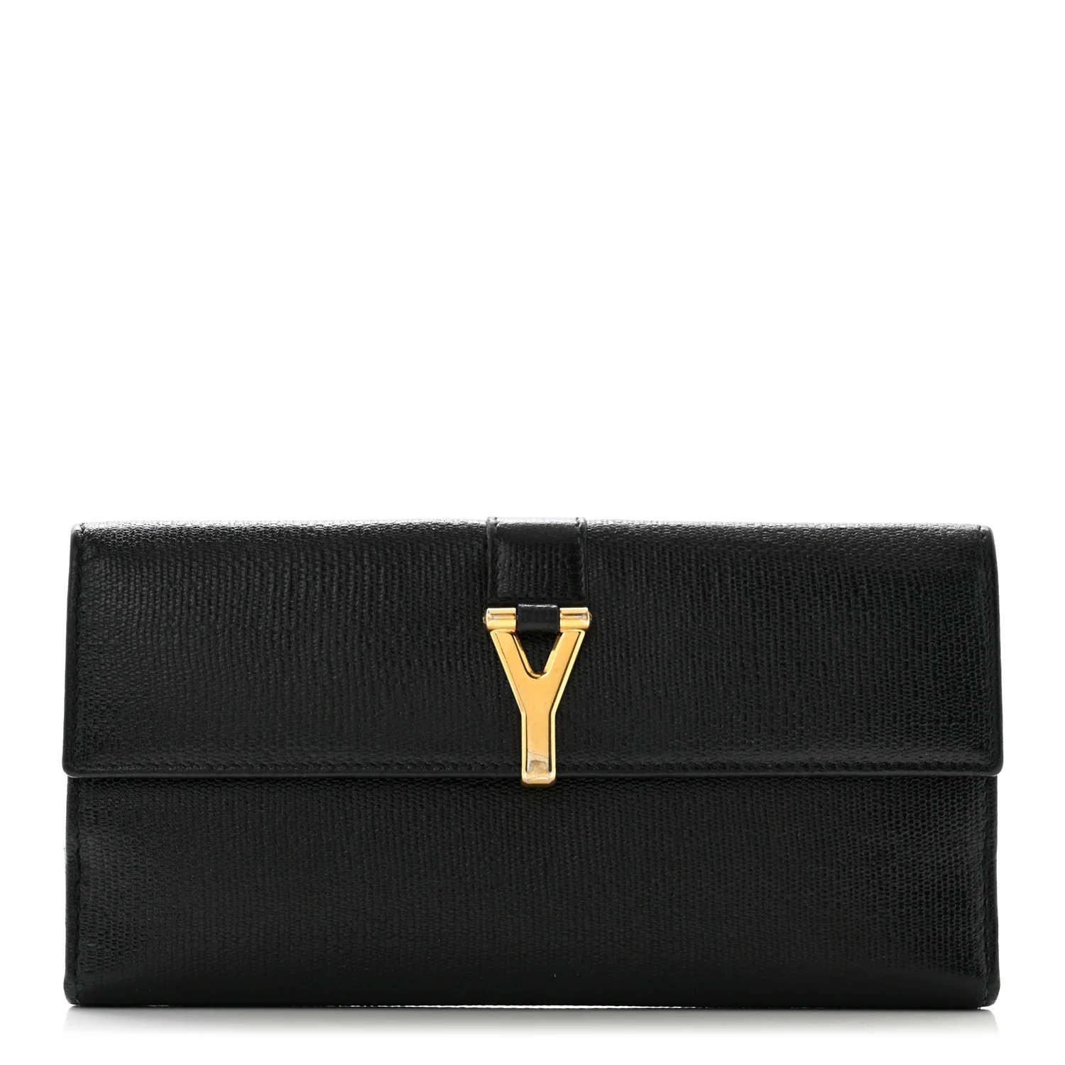 Textured Calfskin Y Ligne Clutch Black | FASHIONPHILE (US)