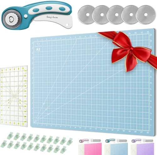 Rotary Cutter Set turquoise - Quilting Kit incl. 45mm Rotary Cutter, 5 Replacement Blades, A2 Cuttin | Amazon (US)