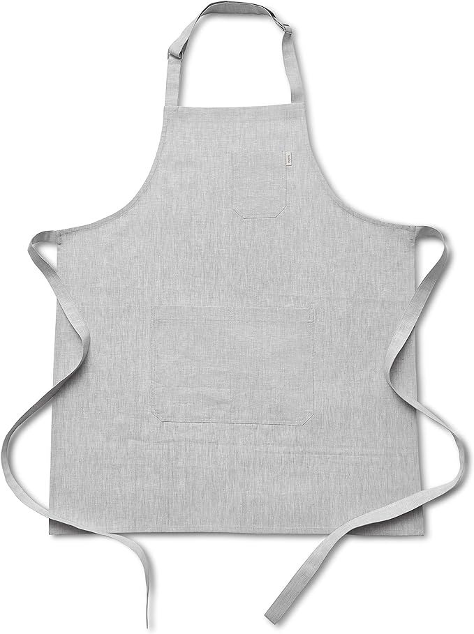 Solino Home 100% Pure Linen Kitchen Apron – Bib Apron for Men & Women with front Pockets – European  | Amazon (US)