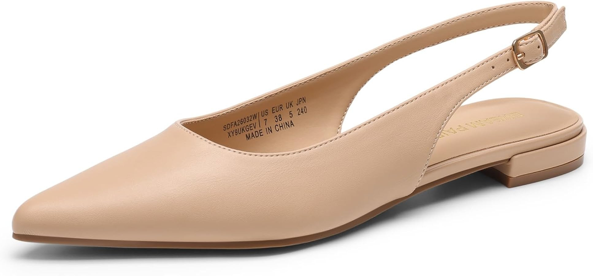 DREAM PAIRS Women's Slingback Dressy Pointed Toe Ballet Flats with Buckle Strap Low Heel Dress Flat Shoes | Amazon (US)